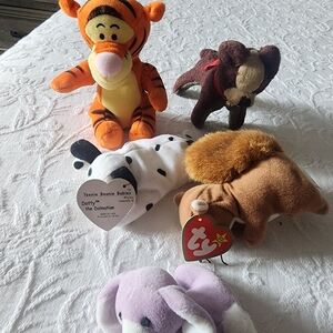 Ty Stuffed Animals Set - Orange, Brown, White, Purple